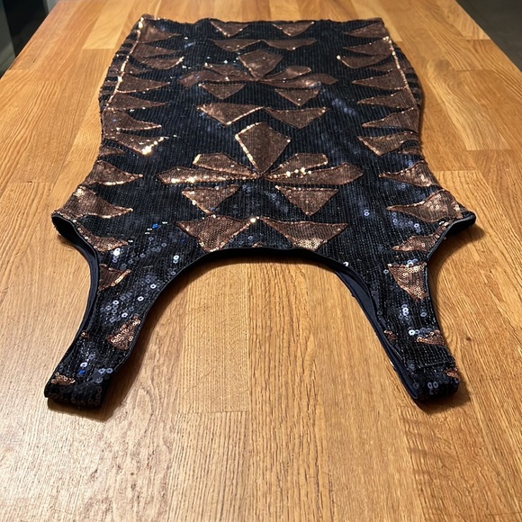 Charlotte Russe Sequin Blue and Gold Mini Dress LG - Picture 6 of 11